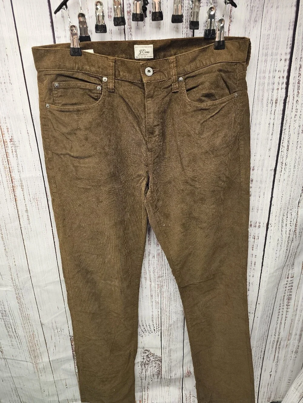 J.Crew 770 Straight Corduroy Pants Men's Size 34x34 Brown Corduroy Trousers